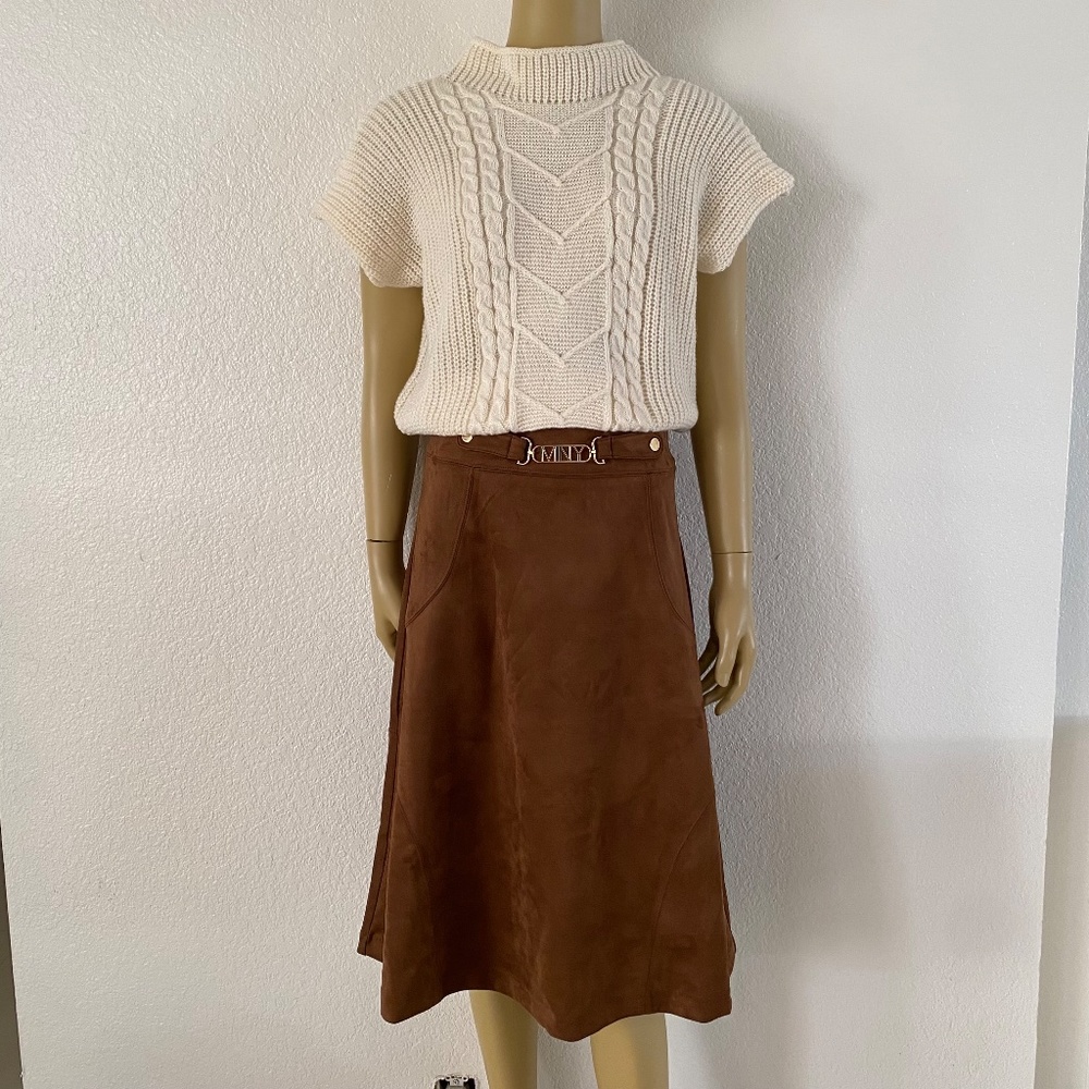 Marc New York - Andrew Marc  Suede Tobacco Women's Skirt Sz XS-0097